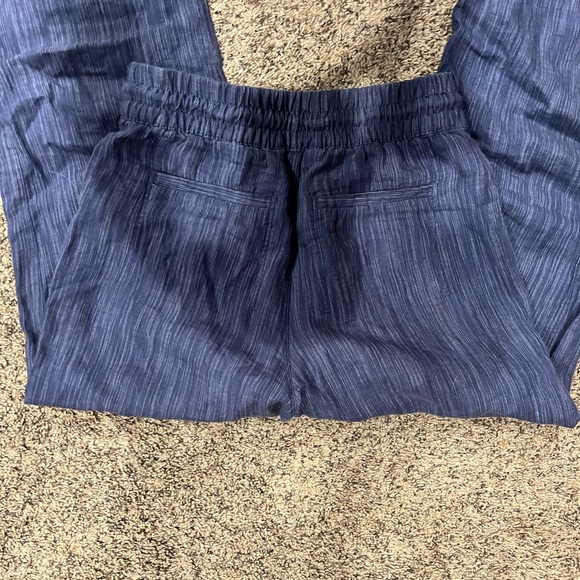 Blue Linen Drawstring Pants - Picture 2 of 3